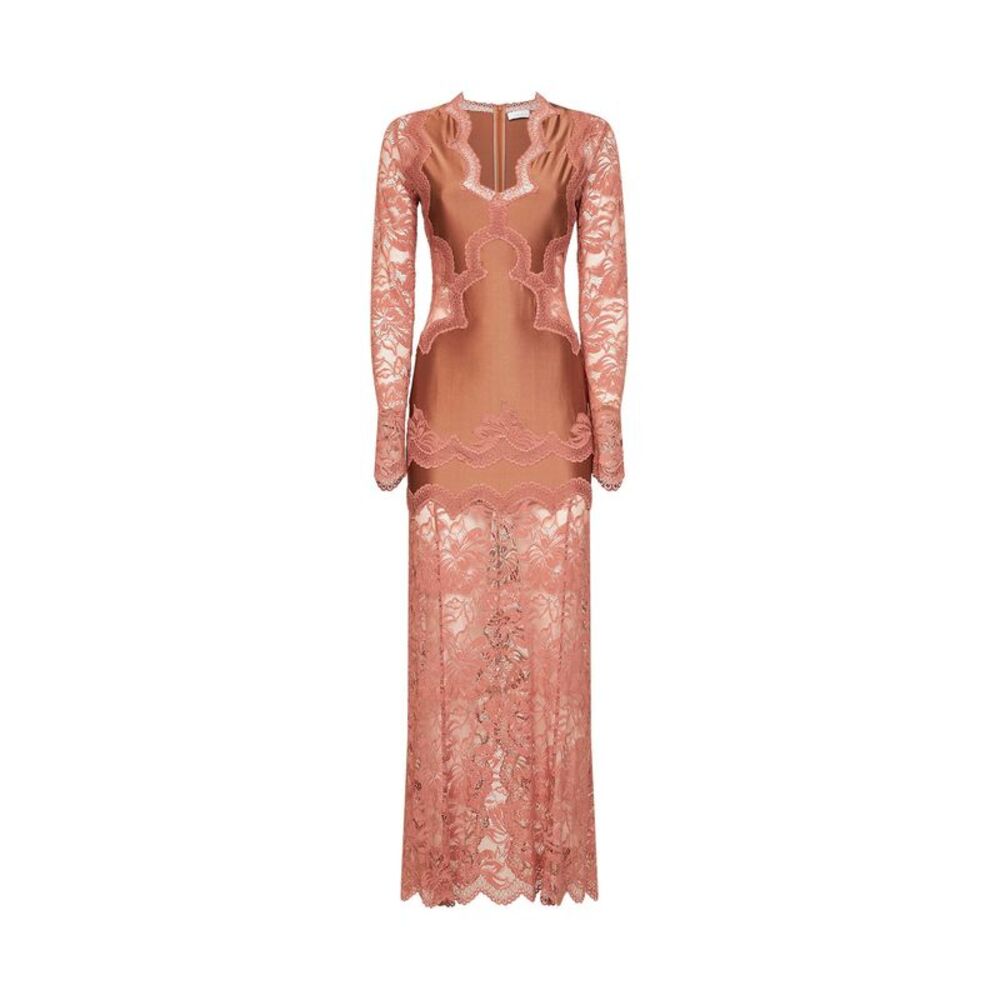 Rabanne Women New Caramel Jersey And Lace Midi Dress